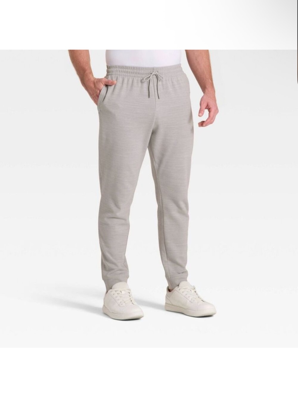 NWT men’s size S all in motion Heather Gray Drawstring pints jogger zip pockets